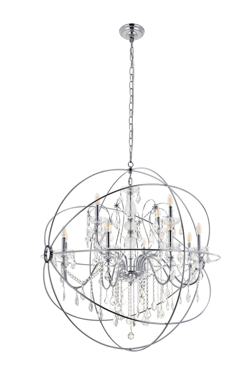Living District LD8801D43C Cordelia 12 Light Chrome Crystal Pendant