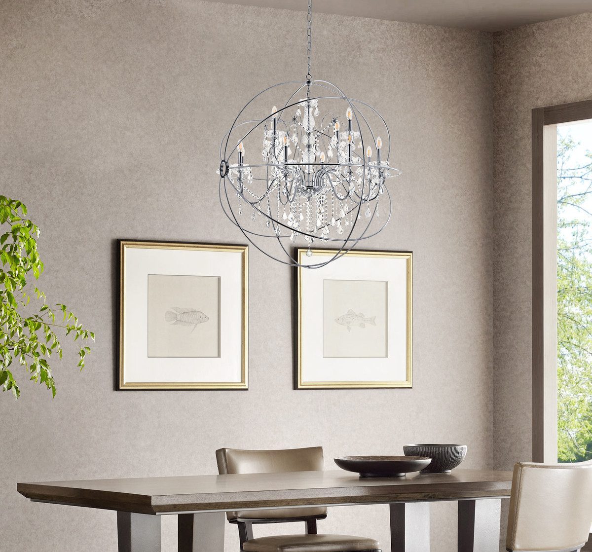 Living District LD8801D43C Cordelia 12 Light Chrome Crystal Pendant