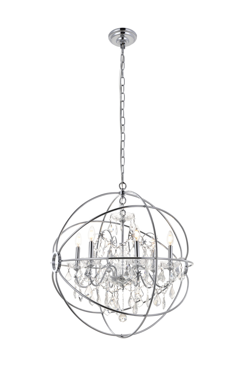 Living District LD8801D25C Cordelia 6 Light Chrome Crystal Pendant