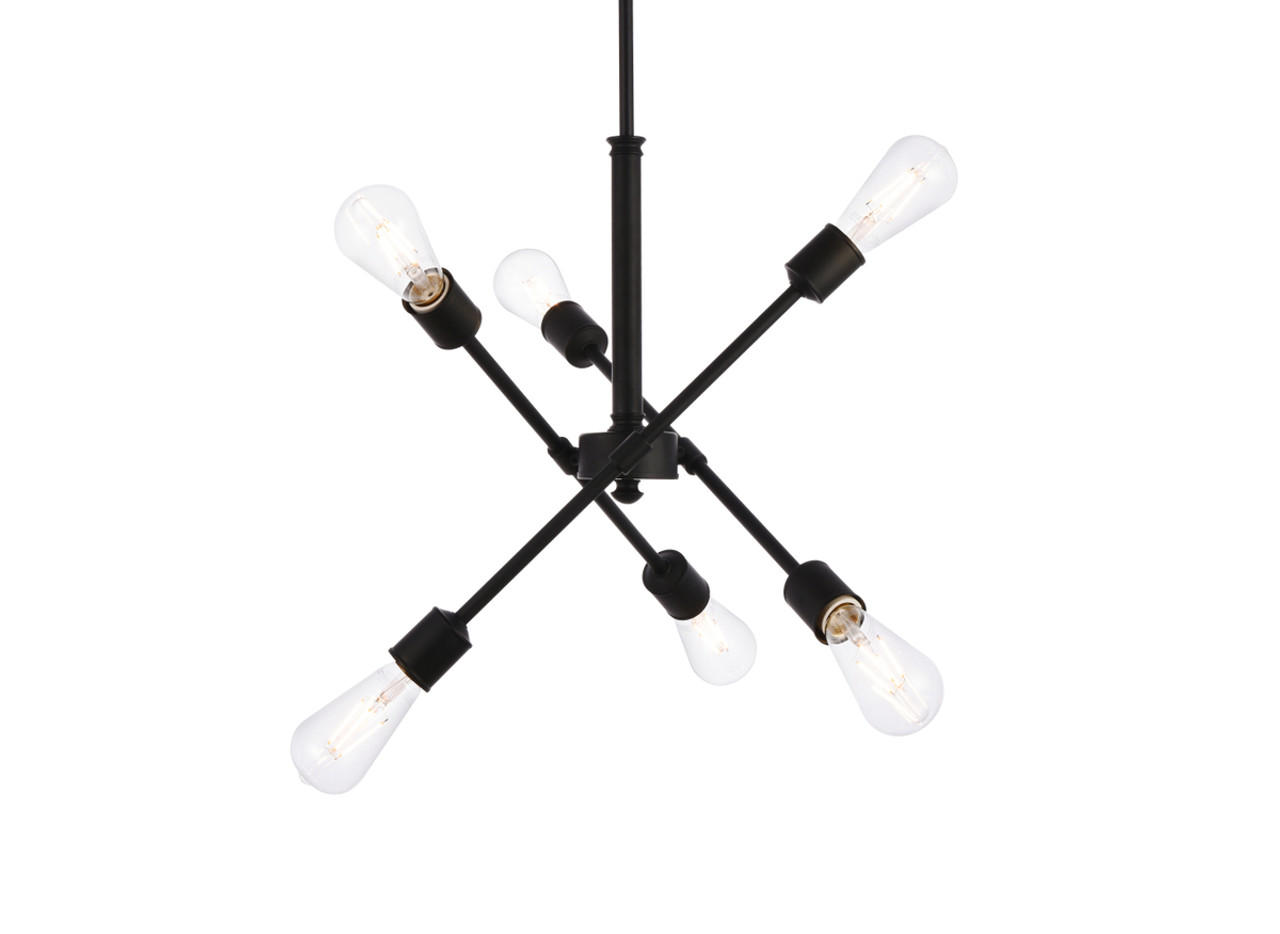 Living District LD8015D18BLA Axel 6 lights black pendant with hanging rod