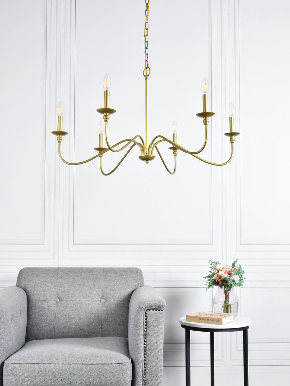 Living District LD5006D36BR Rohan 6 lights brass chandelier