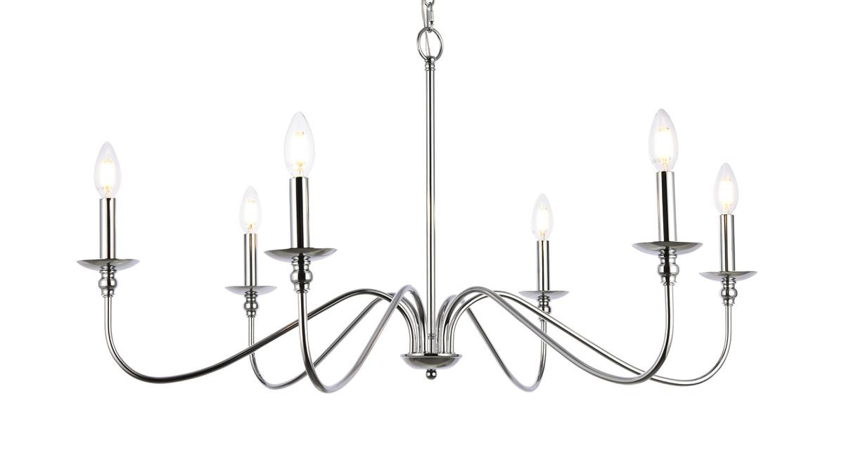 Living District LD5006D36PN Rohan 6 lights polished nickel chandelier