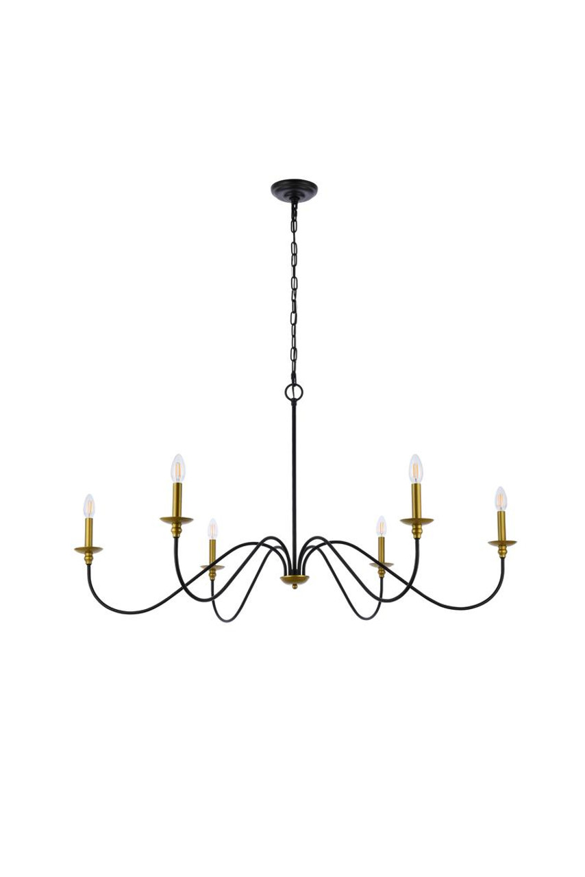 Living District LD5056D48BRB Rohan 48 inch chandelier in matte black and brass