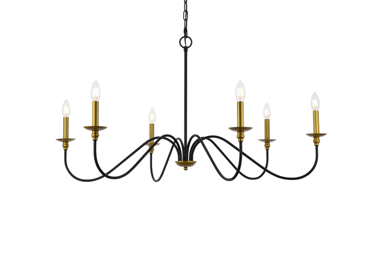 Living District LD5056D42BRB Rohan 42 inch chandelier in matte black and brass