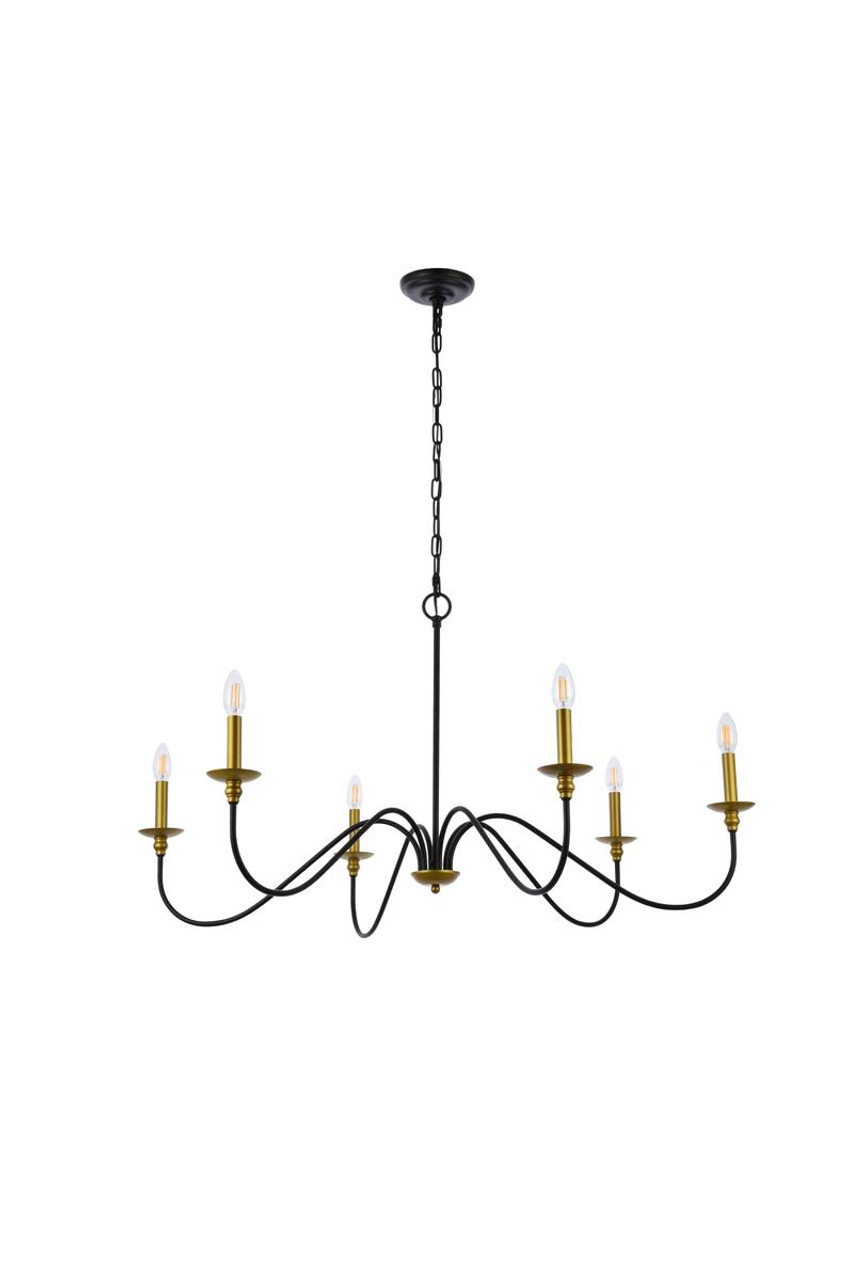 Living District LD5056D42BRB Rohan 42 inch chandelier in matte black and brass