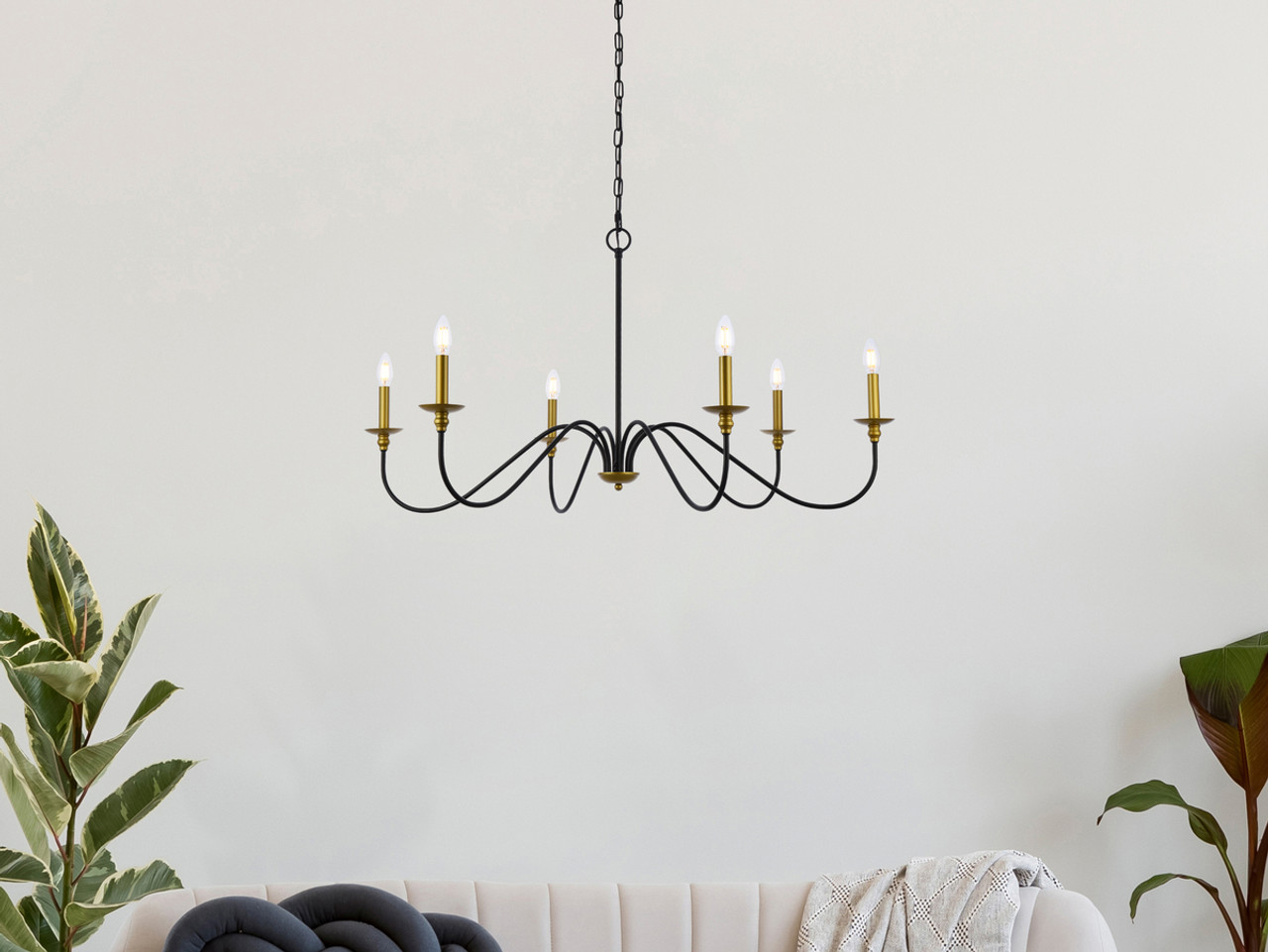 Living District LD5056D42BRB Rohan 42 inch chandelier in matte black and brass