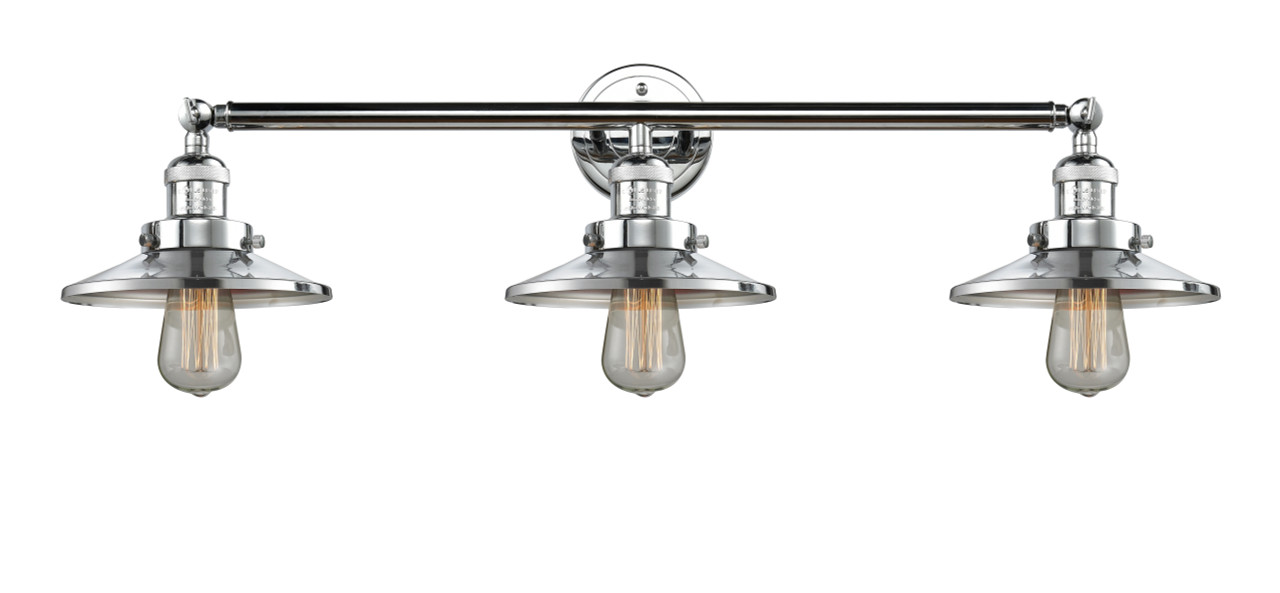 INNOVATIONS LIGHTING 205-PC-M7-LED Railroad 3 Light Bath Vanity Light, Polished Chrome