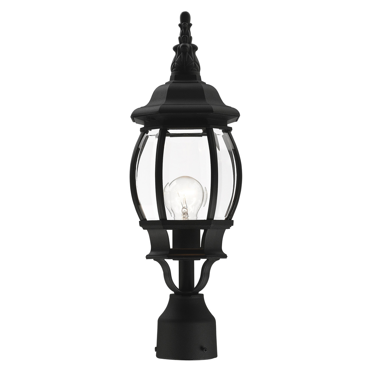 LIVEX LIGHTING 7522-14 1 Light Textured Black Outdoor Post Top Lantern