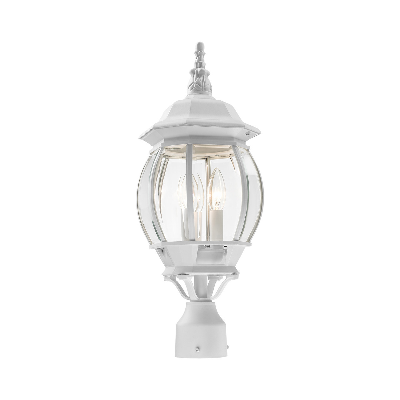 LIVEX LIGHTING 7526-13 3 Light Textured White Outdoor Post Top Lantern