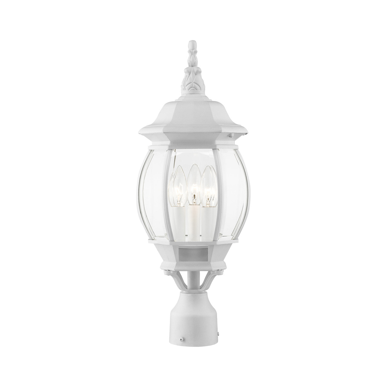 LIVEX LIGHTING 7526-13 3 Light Textured White Outdoor Post Top Lantern