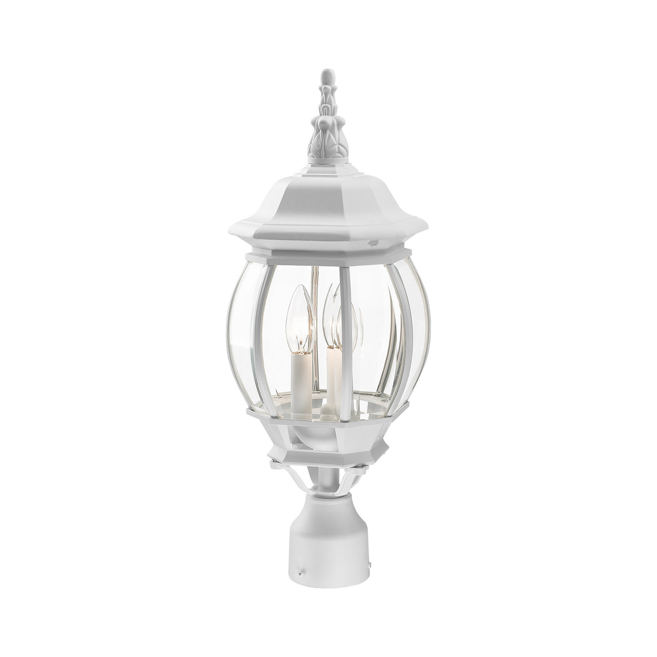 LIVEX LIGHTING 7526-13 3 Light Textured White Outdoor Post Top Lantern