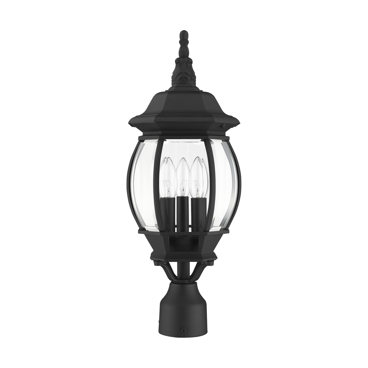 LIVEX LIGHTING 7526-14 3 Light Textured Black Outdoor Post Top Lantern