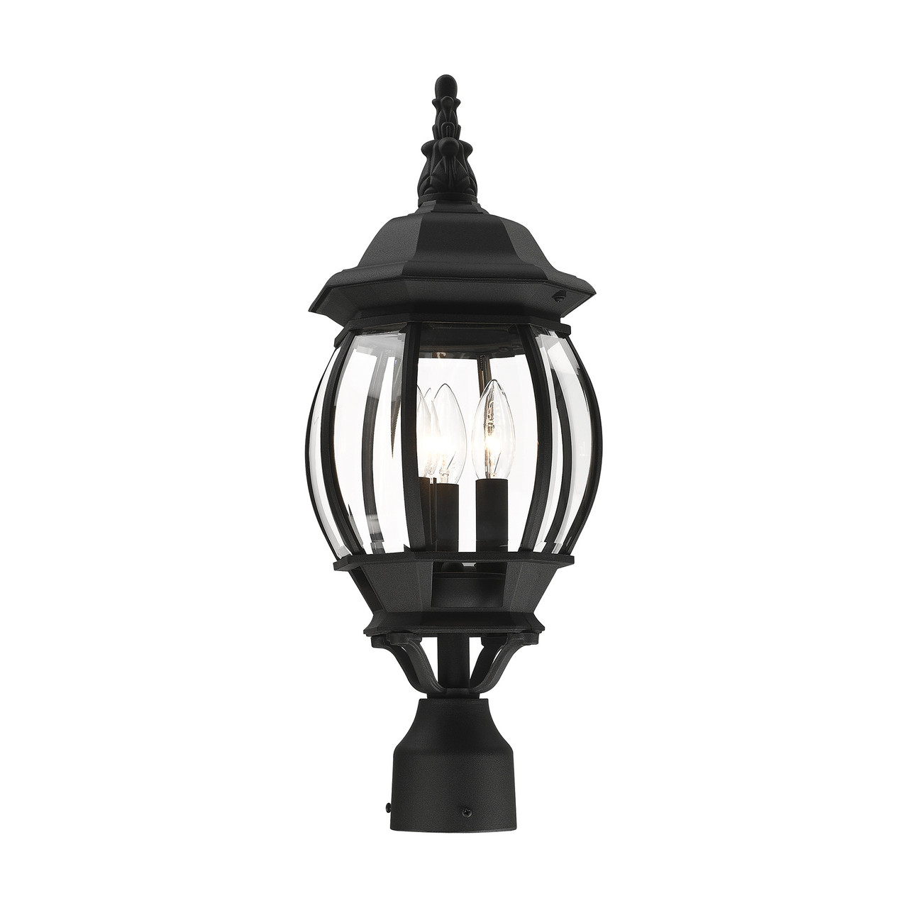 LIVEX LIGHTING 7526-14 3 Light Textured Black Outdoor Post Top Lantern