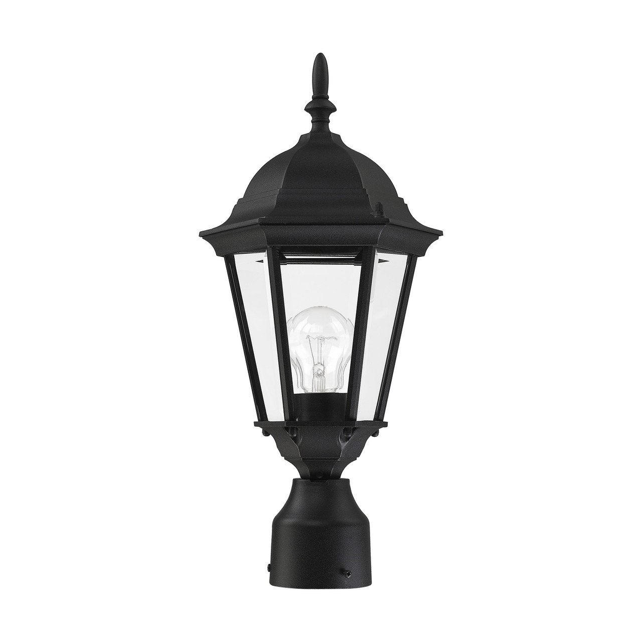LIVEX LIGHTING 7558-14 1 Light Textured Black Outdoor Post Top Lantern