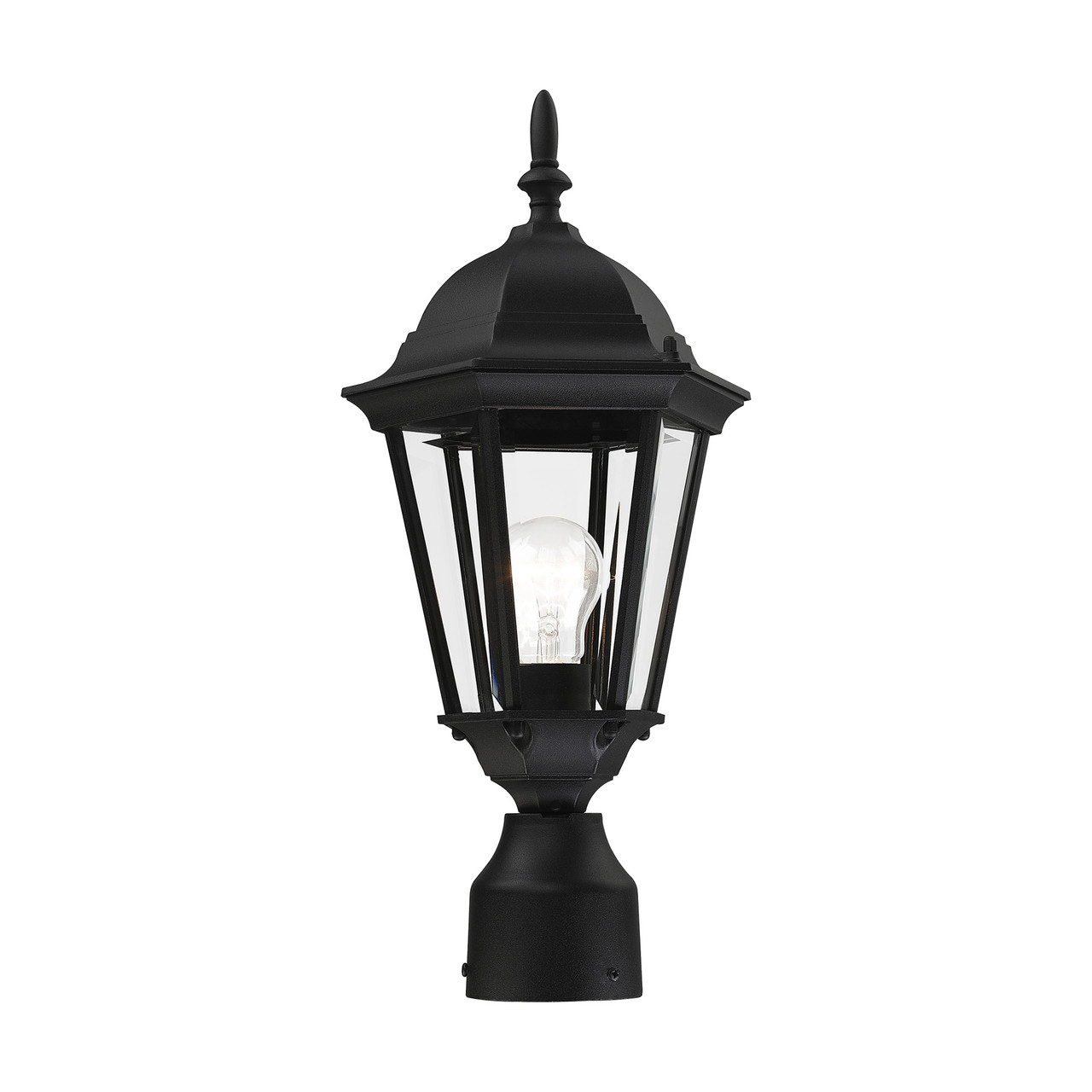 LIVEX LIGHTING 7558-14 1 Light Textured Black Outdoor Post Top Lantern
