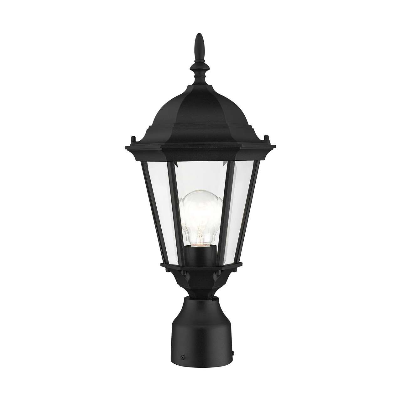 LIVEX LIGHTING 7558-14 1 Light Textured Black Outdoor Post Top Lantern