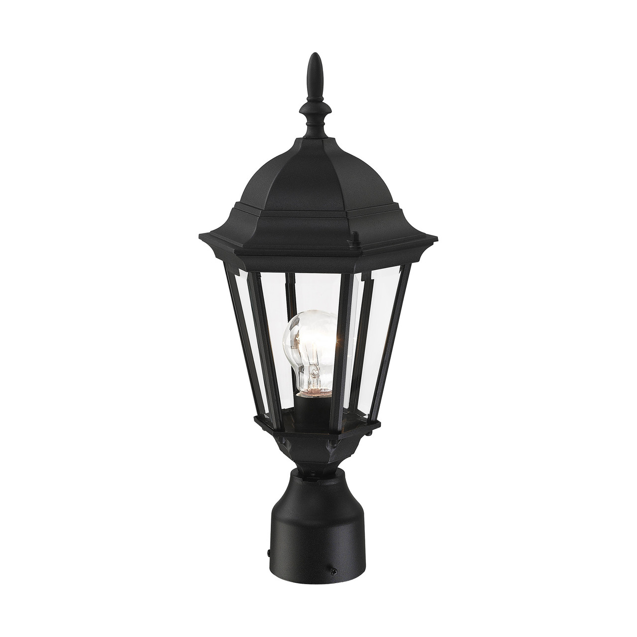 LIVEX LIGHTING 7558-14 1 Light Textured Black Outdoor Post Top Lantern