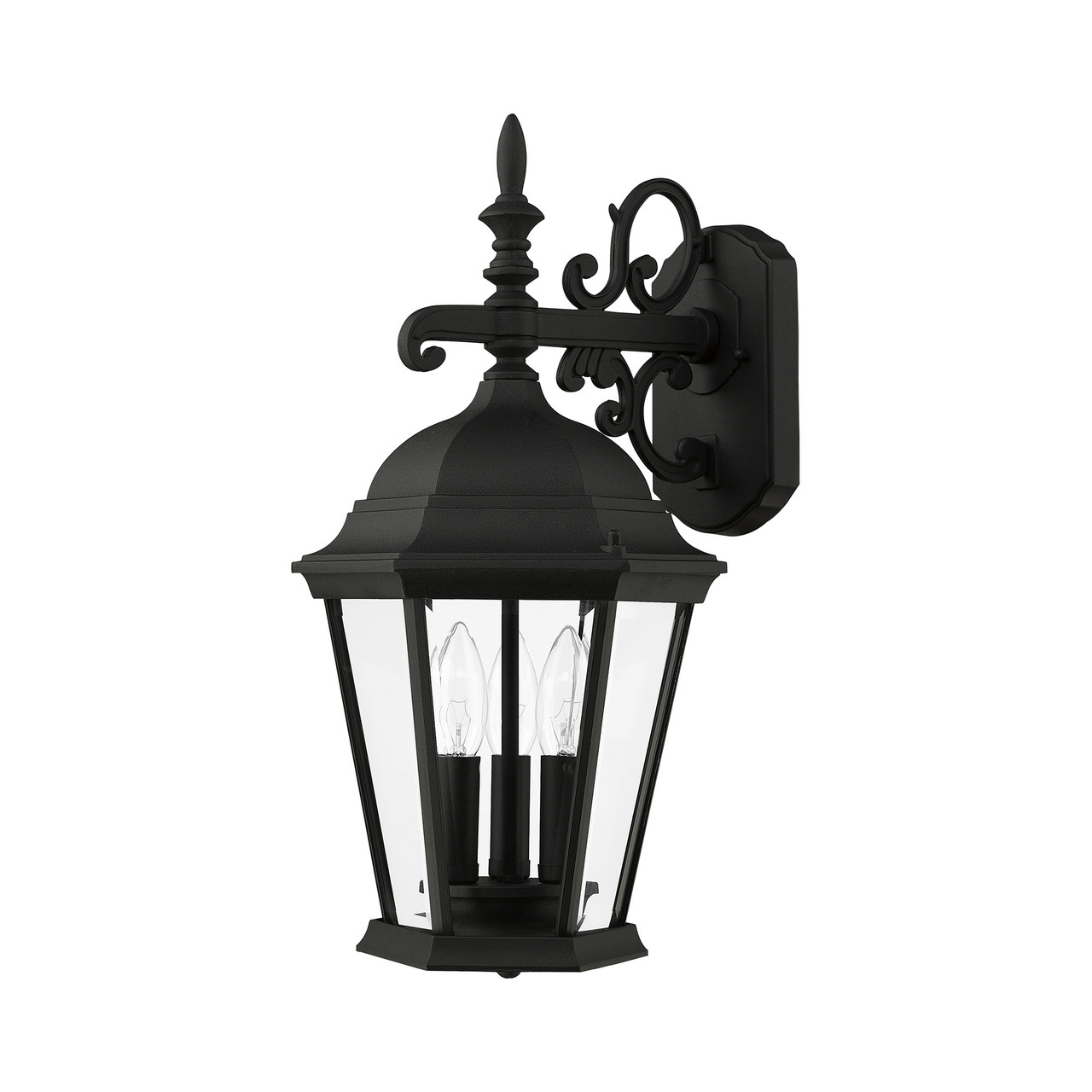 LIVEX LIGHTING 7560-14 Hamilton 3 Lt Textured Black Outdoor Wall Lantern