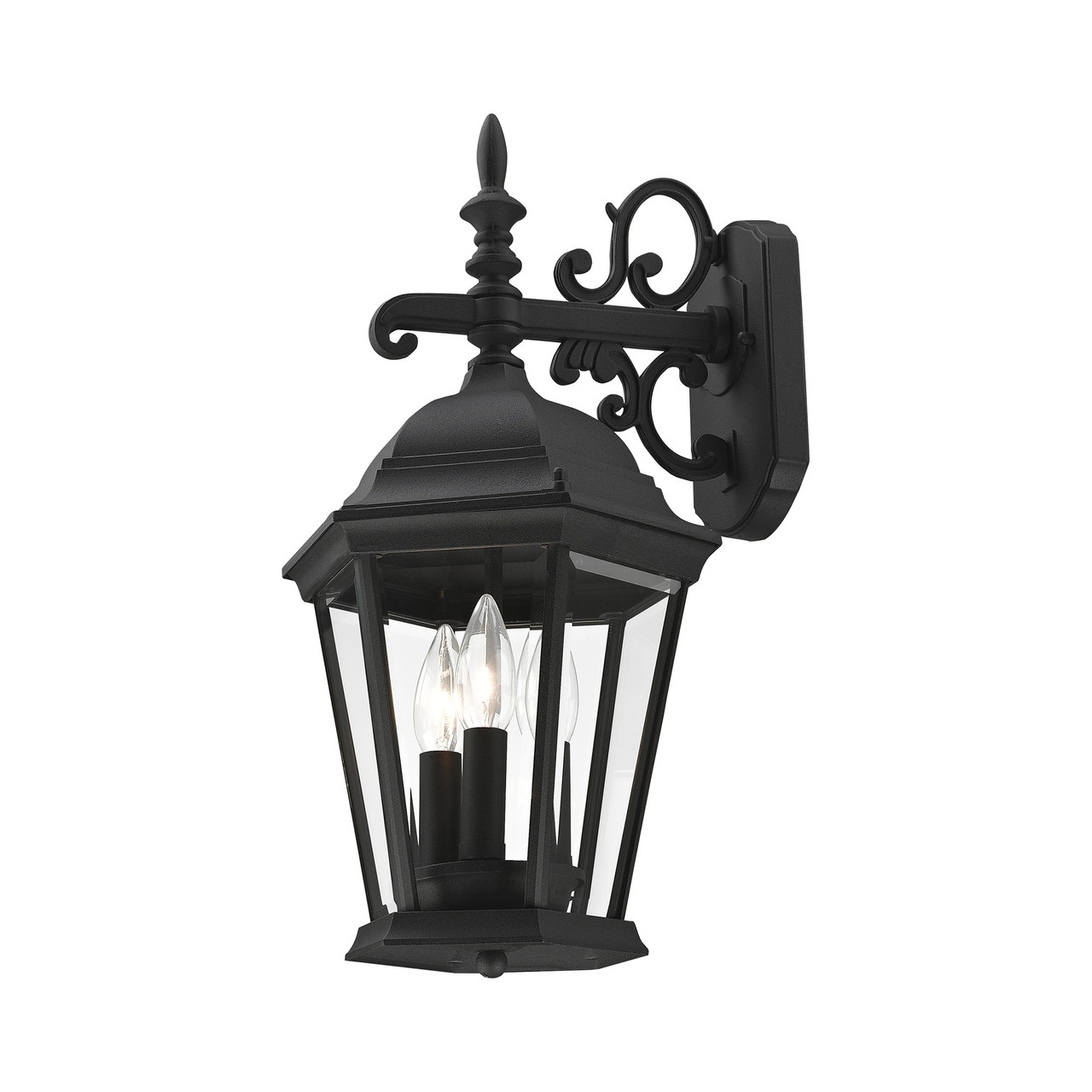 LIVEX LIGHTING 7560-14 Hamilton 3 Lt Textured Black Outdoor Wall Lantern