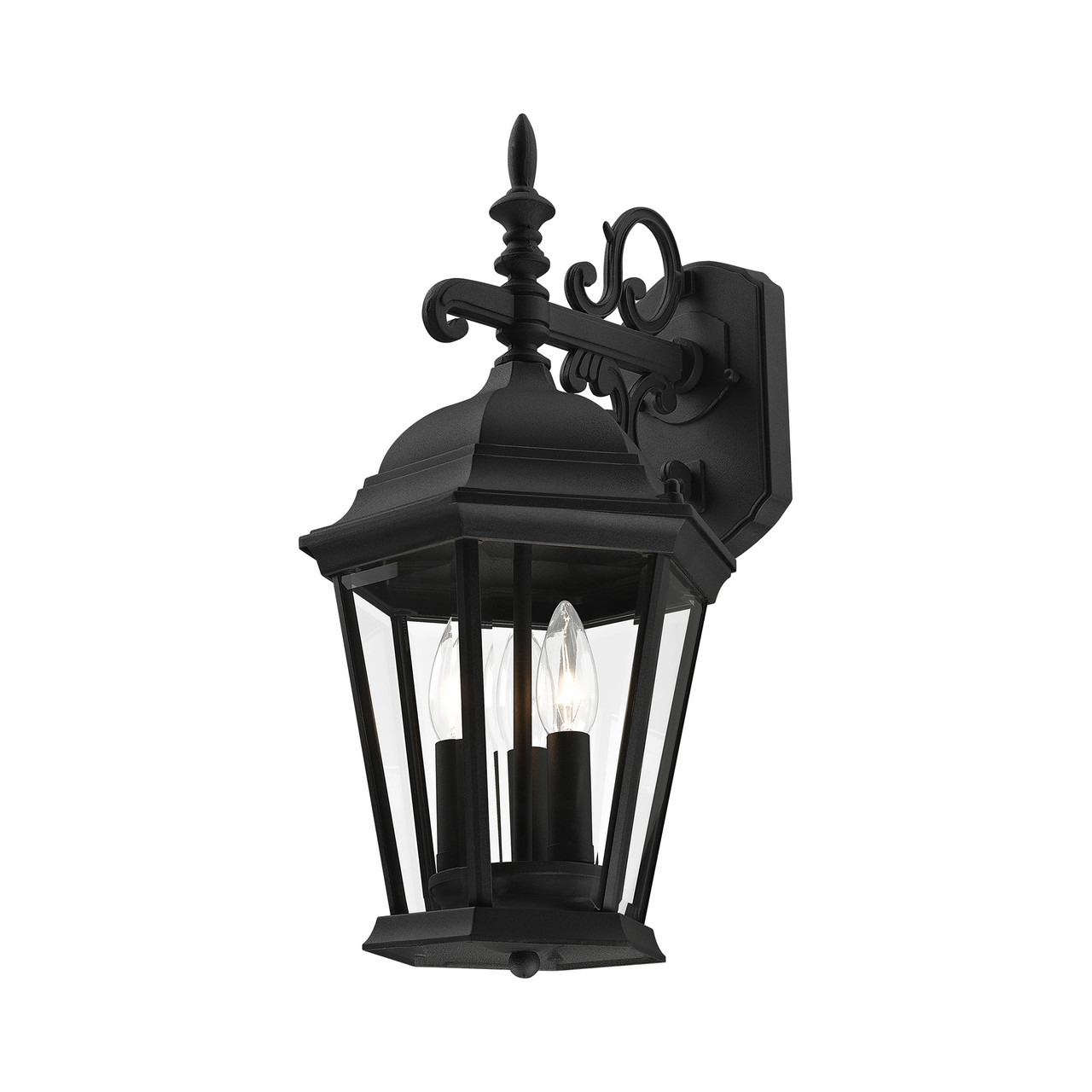 LIVEX LIGHTING 7560-14 Hamilton 3 Lt Textured Black Outdoor Wall Lantern