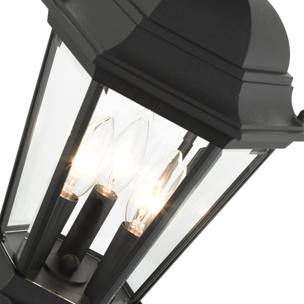 LIVEX LIGHTING 7563-14 3 Light Textured Black Outdoor Post Top Lantern