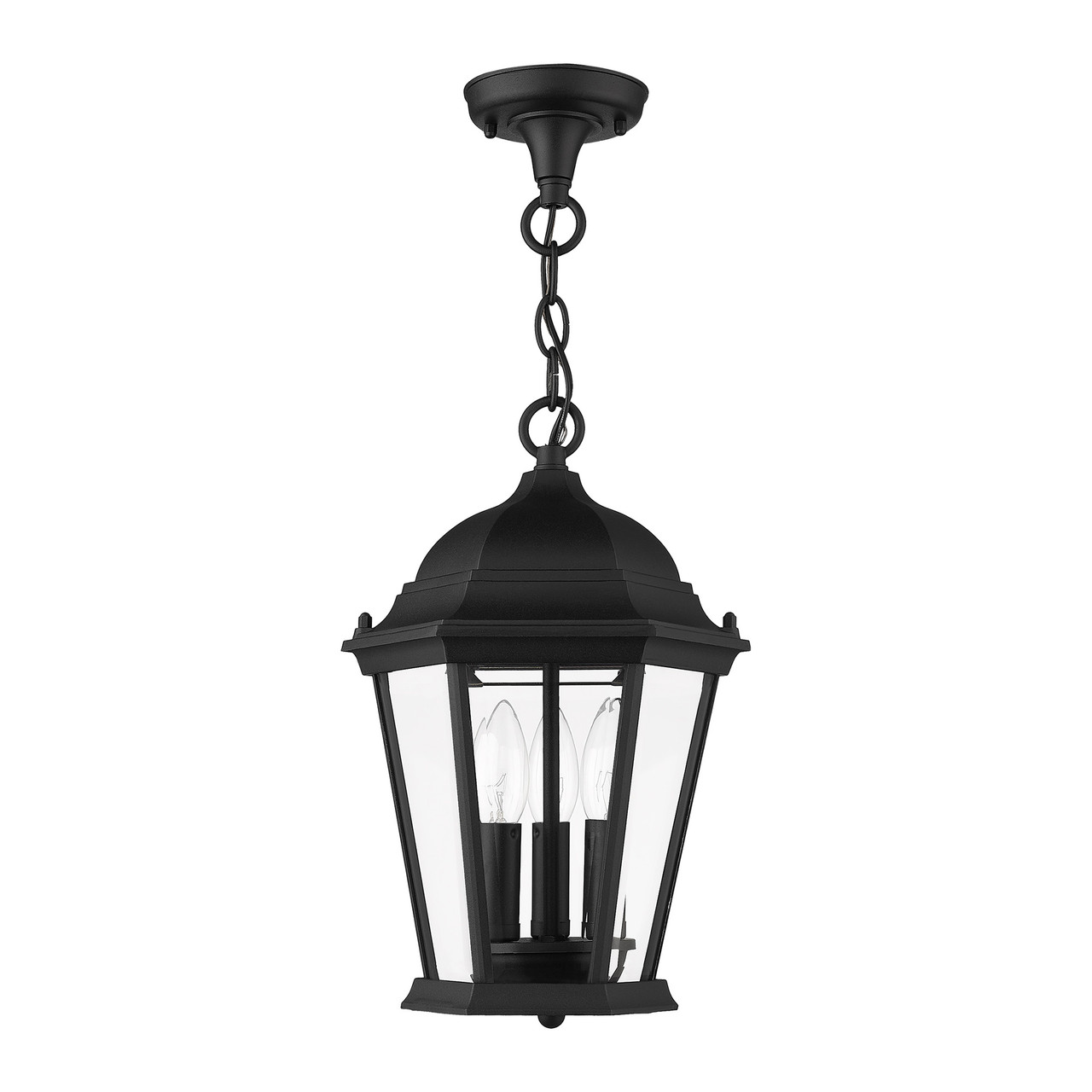 LIVEX LIGHTING 7564-14 3 Light Textured Black Outdoor Pendant Lantern