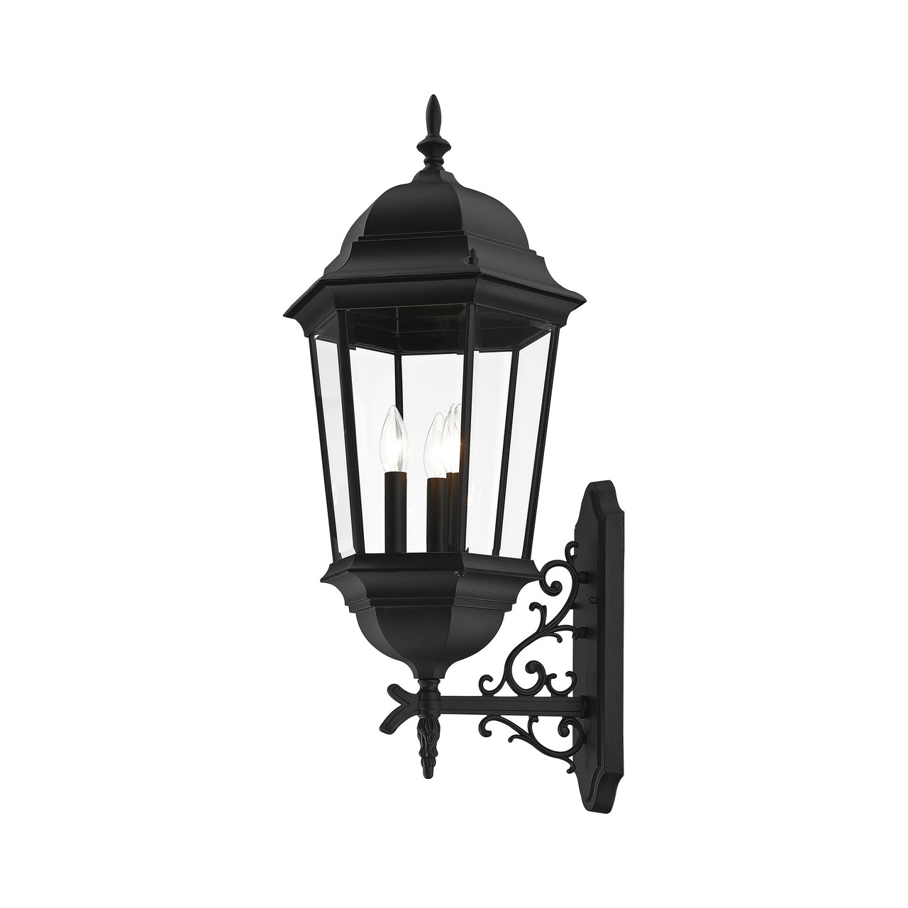 LIVEX LIGHTING 7566-14 Hamilton 3 Lt Textured Black Outdoor  Wall Lantern