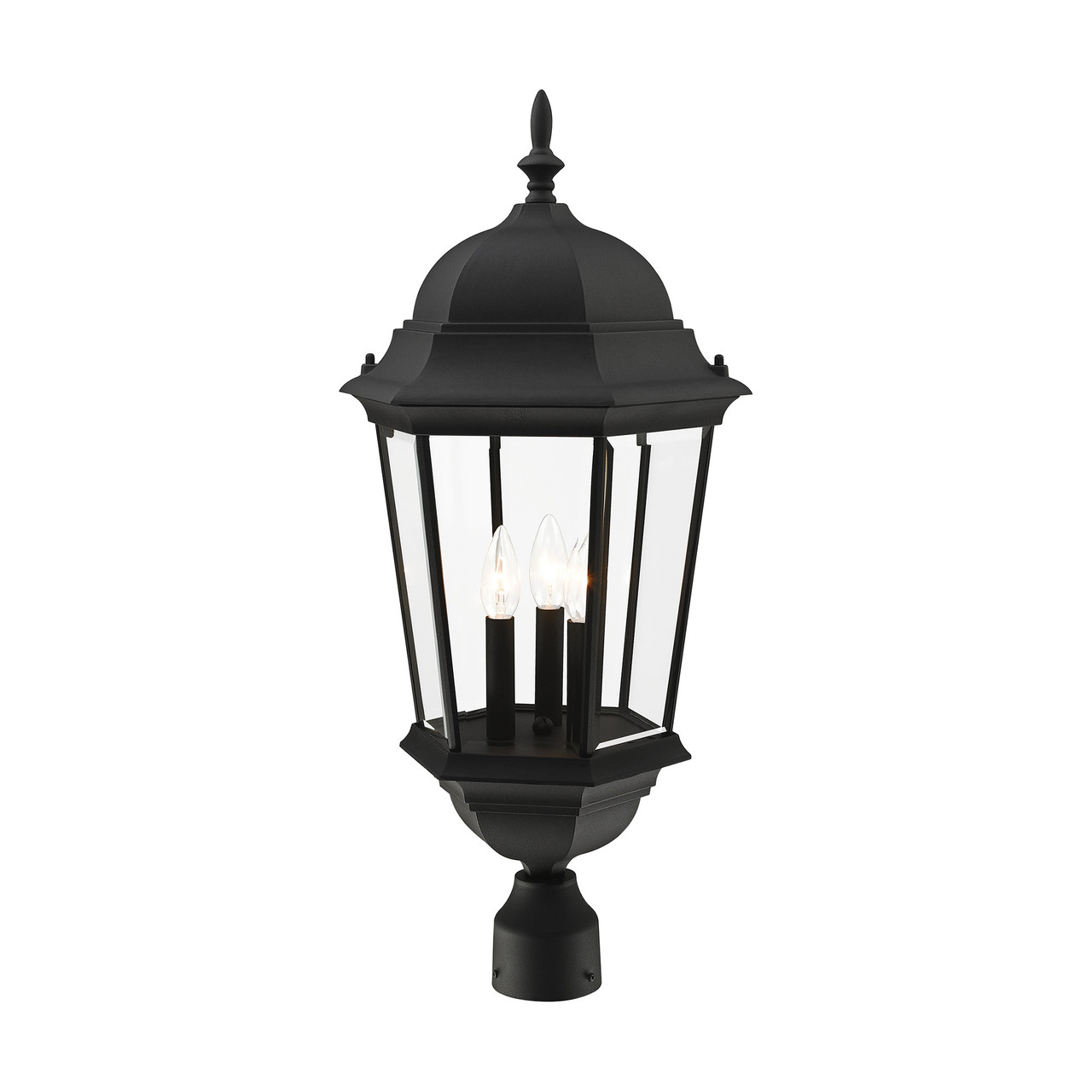 LIVEX LIGHTING 7568-14 3 Light Textured Black Outdoor Post Top Lantern