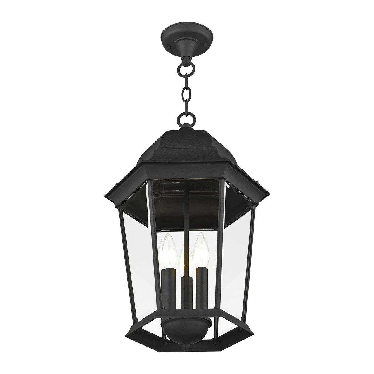 LIVEX LIGHTING 7569-14 3 Light Textured Black Outdoor Pendant Lantern