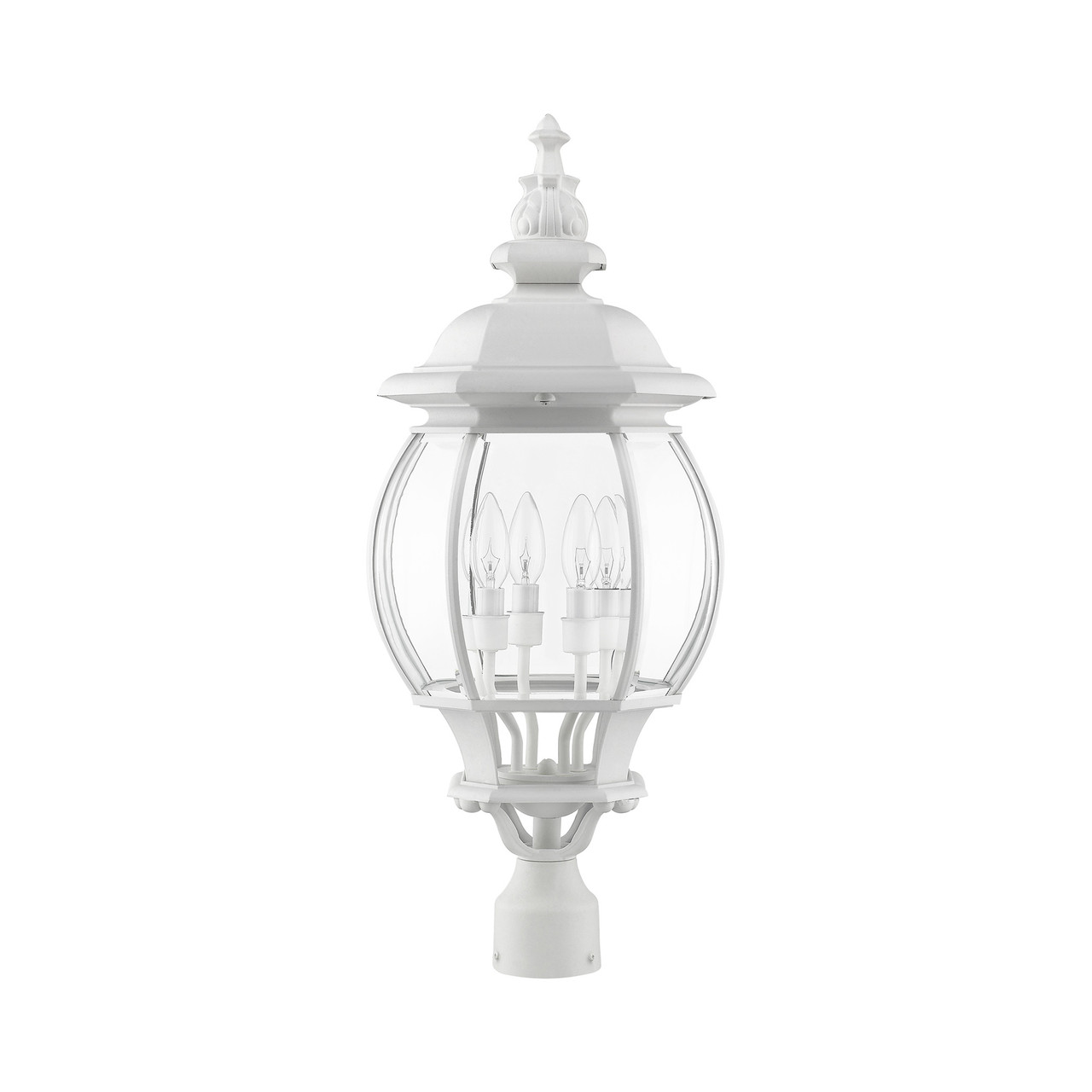 LIVEX LIGHTING 7703-13 4 Light Textured White Outdoor Post Top Lantern