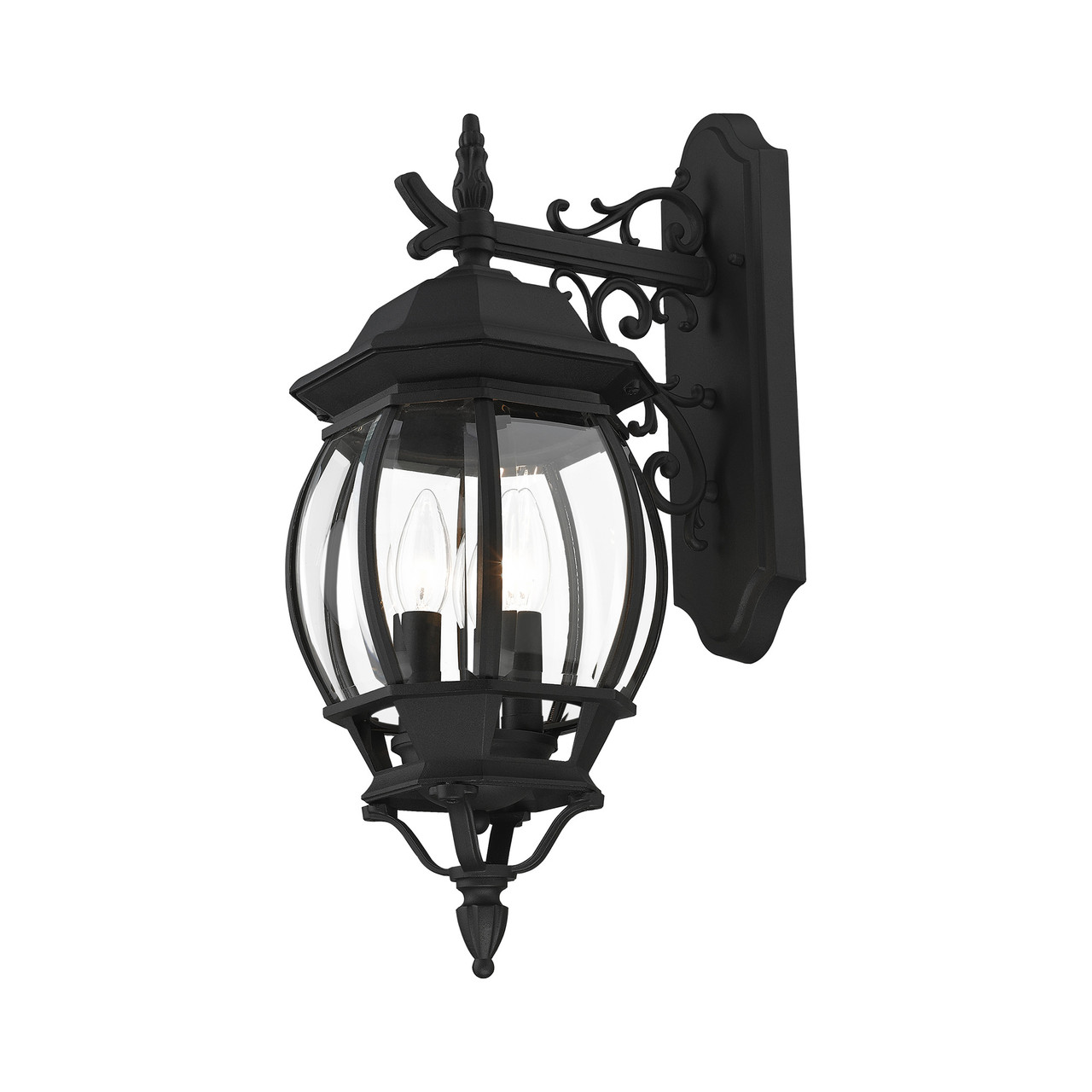 LIVEX LIGHTING 7707-14 Frontenac 3 Lt Textured Black  Outdoor  Wall Lantern