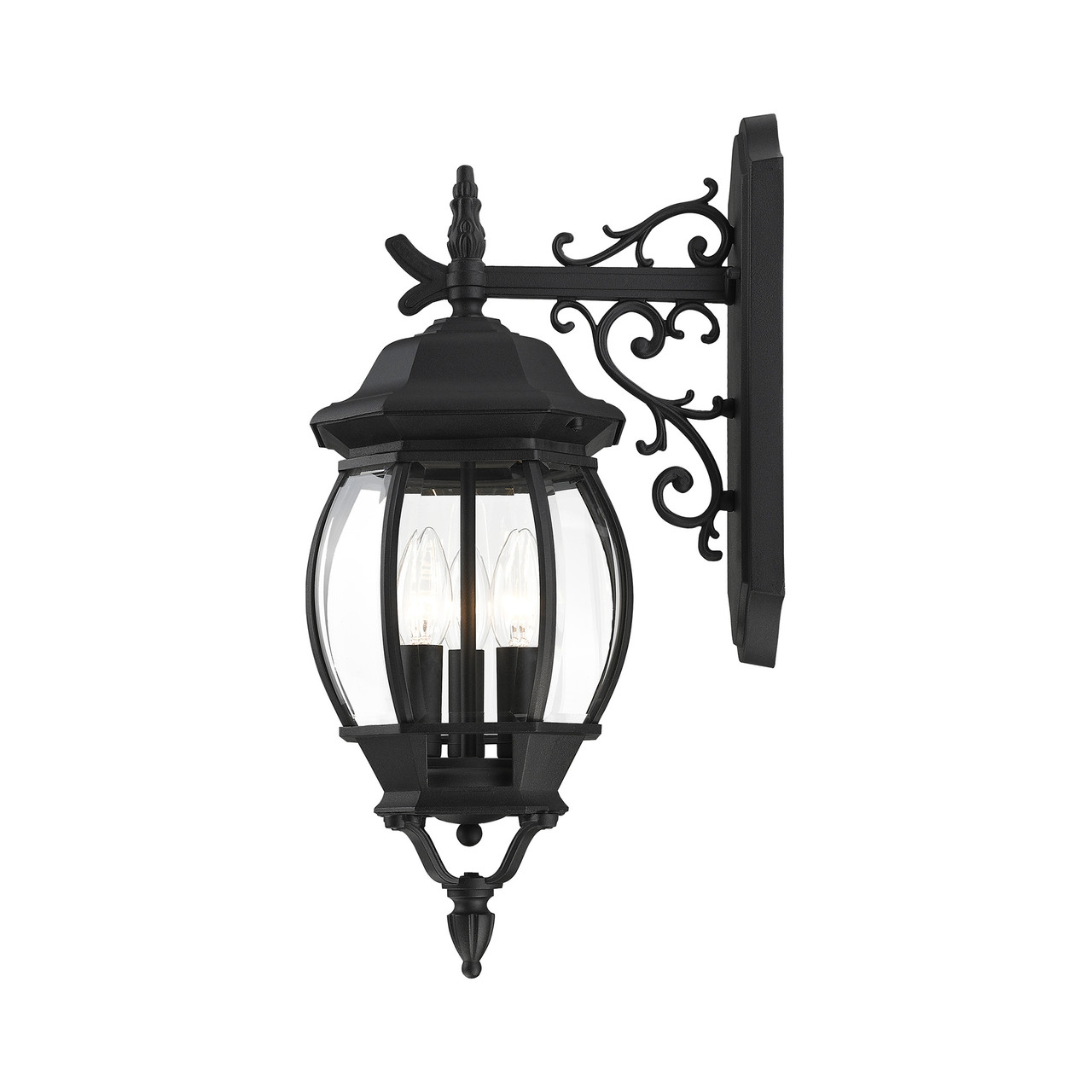 LIVEX LIGHTING 7707-14 Frontenac 3 Lt Textured Black  Outdoor  Wall Lantern