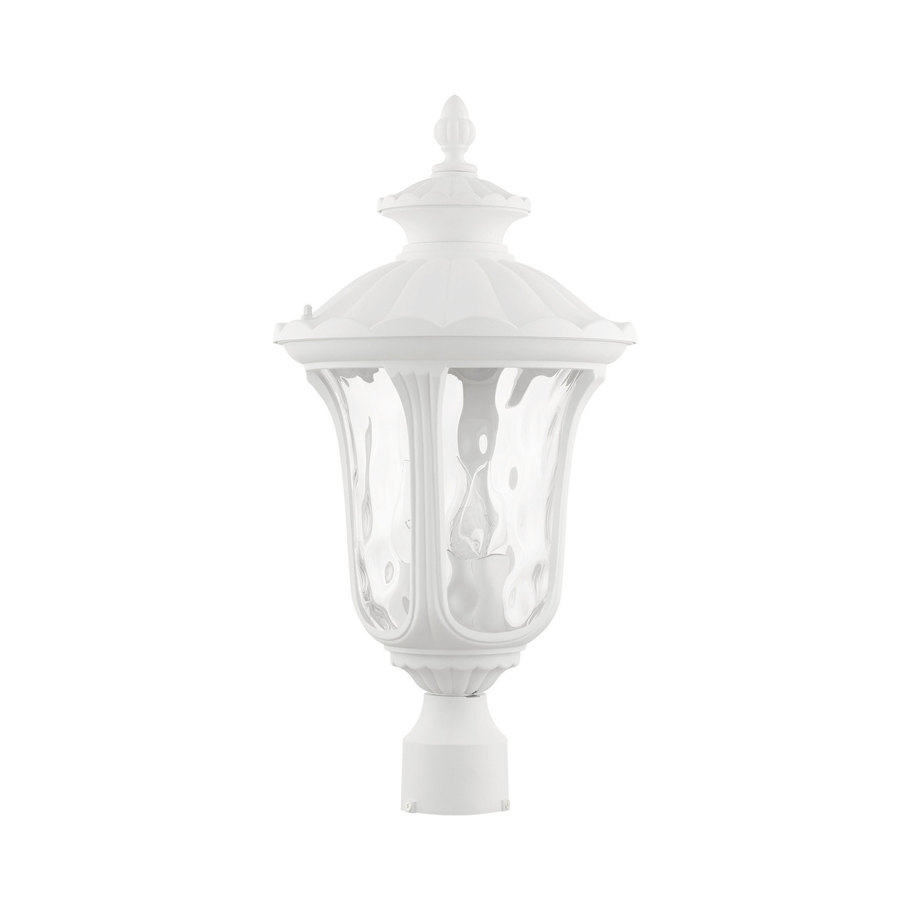 LIVEX LIGHTING 7859-13 3 Light Textured White Outdoor Post Top Lantern