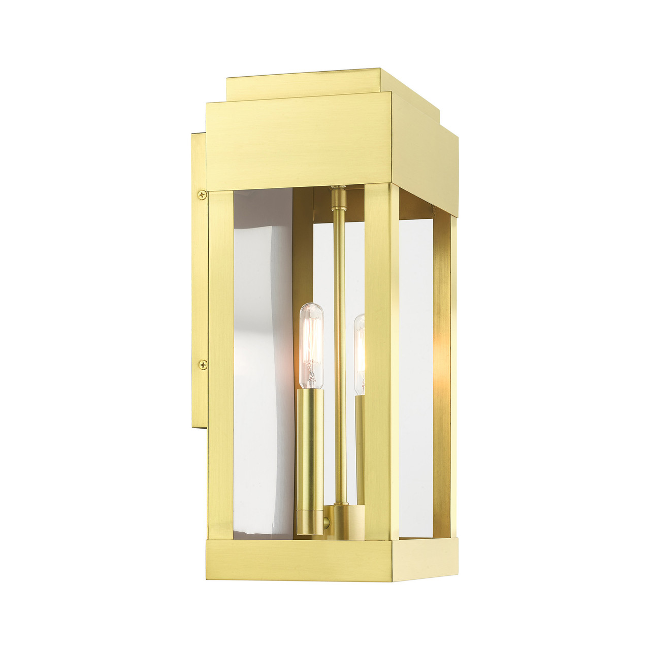 LIVEX LIGHTING 21235-12 York 2 Lt Satin Brass  Outdoor Wall Lantern