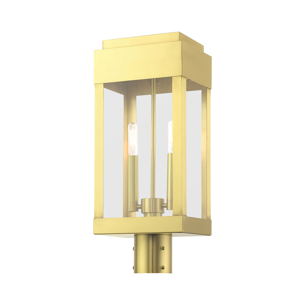 LIVEX LIGHTING 21236-12 2 Light Satin Brass Outdoor Post Top Lantern