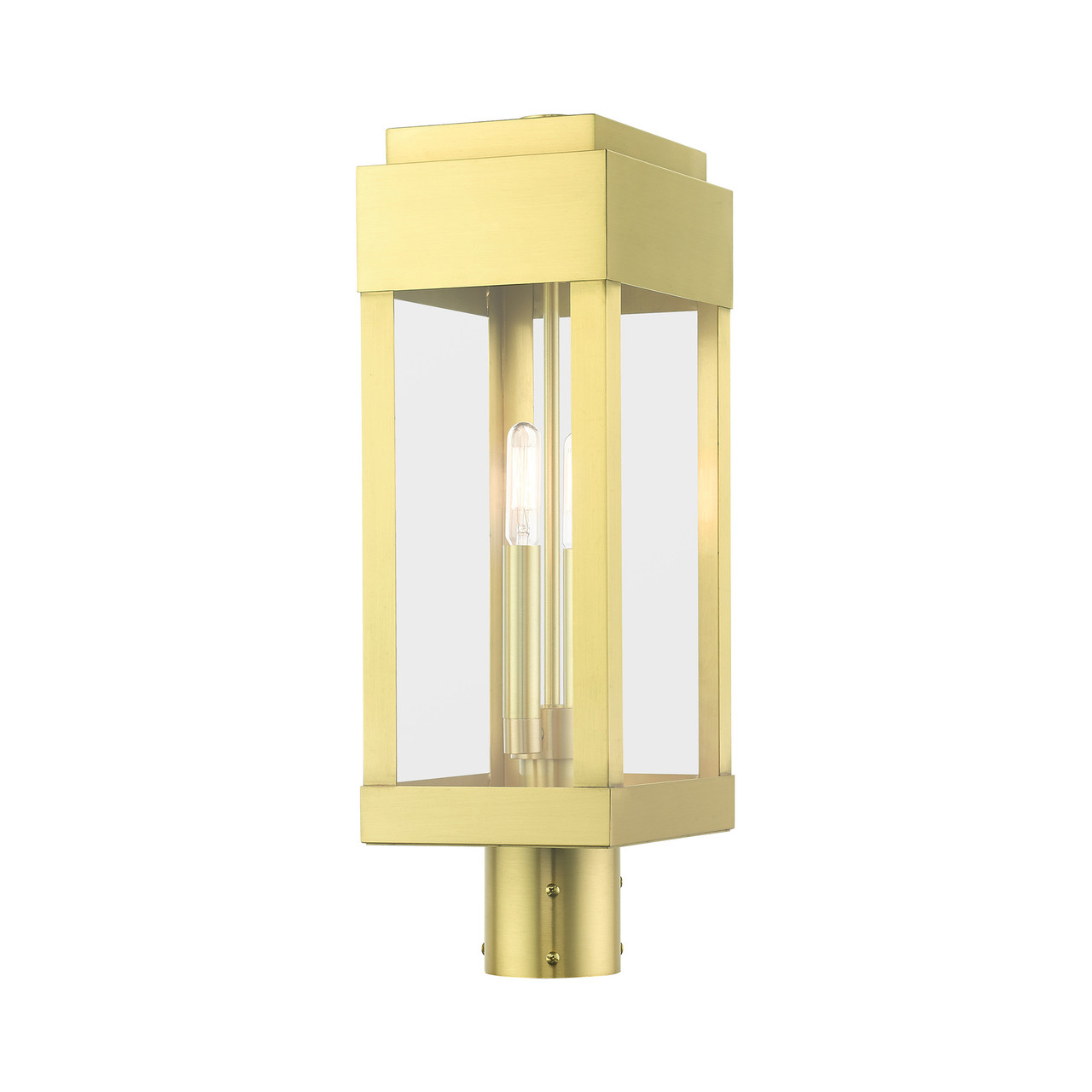 LIVEX LIGHTING 21236-12 2 Light Satin Brass Outdoor Post Top Lantern