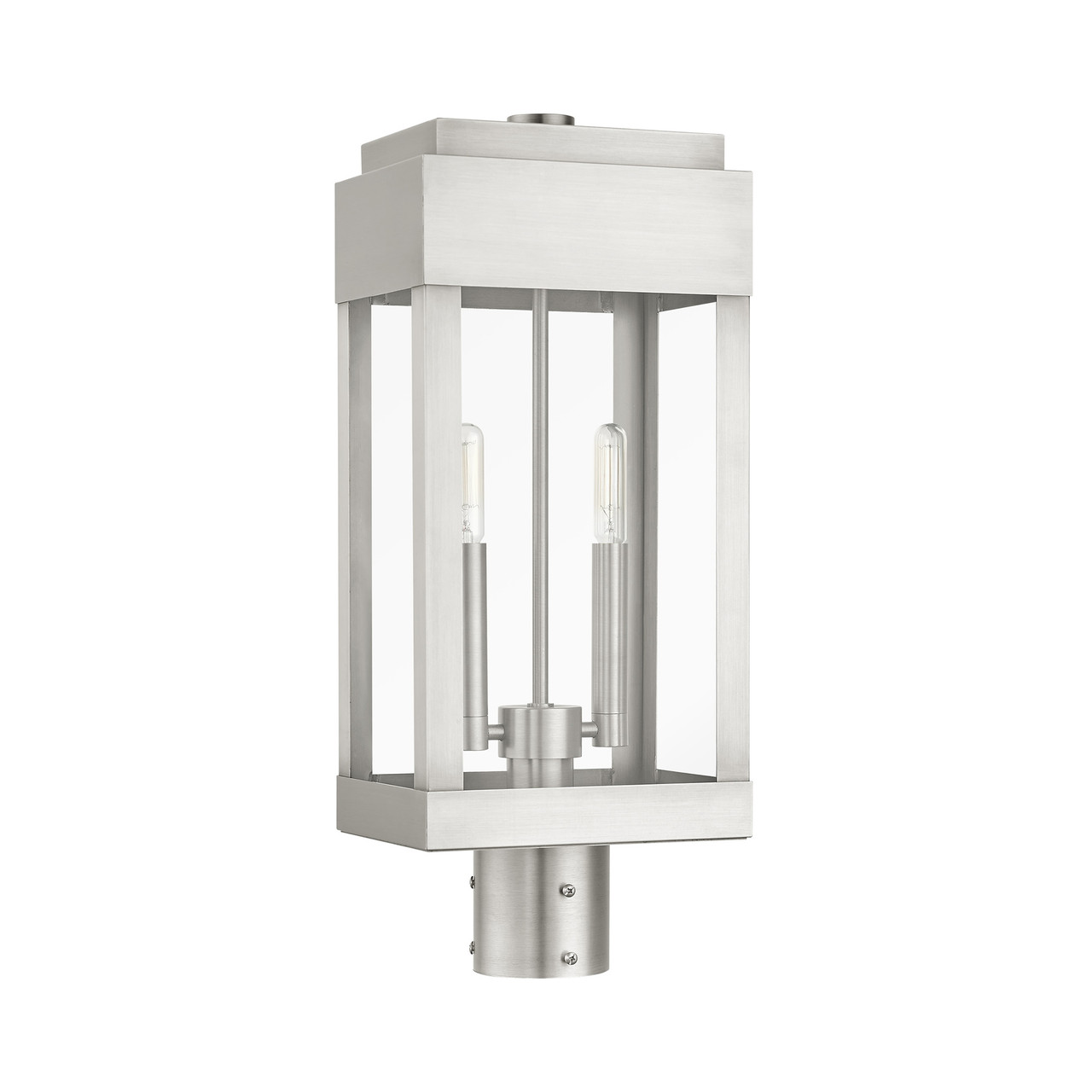 LIVEX LIGHTING 21236-91 2 Light Brushed Nickel Outdoor Post Top Lantern