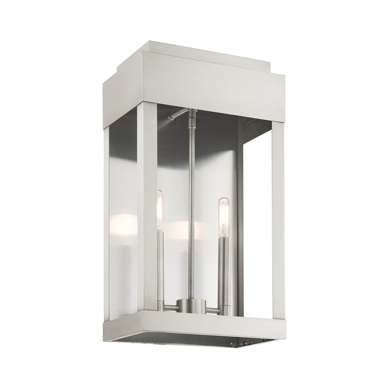 LIVEX LIGHTING 21238-91 York 2 Lt Brushed Nickel  Outdoor Wall Lantern