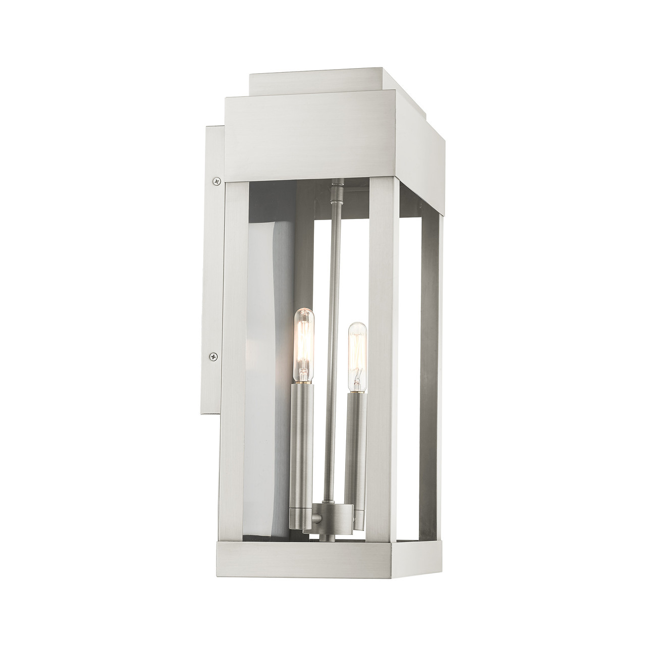 LIVEX LIGHTING 21238-91 York 2 Lt Brushed Nickel  Outdoor Wall Lantern