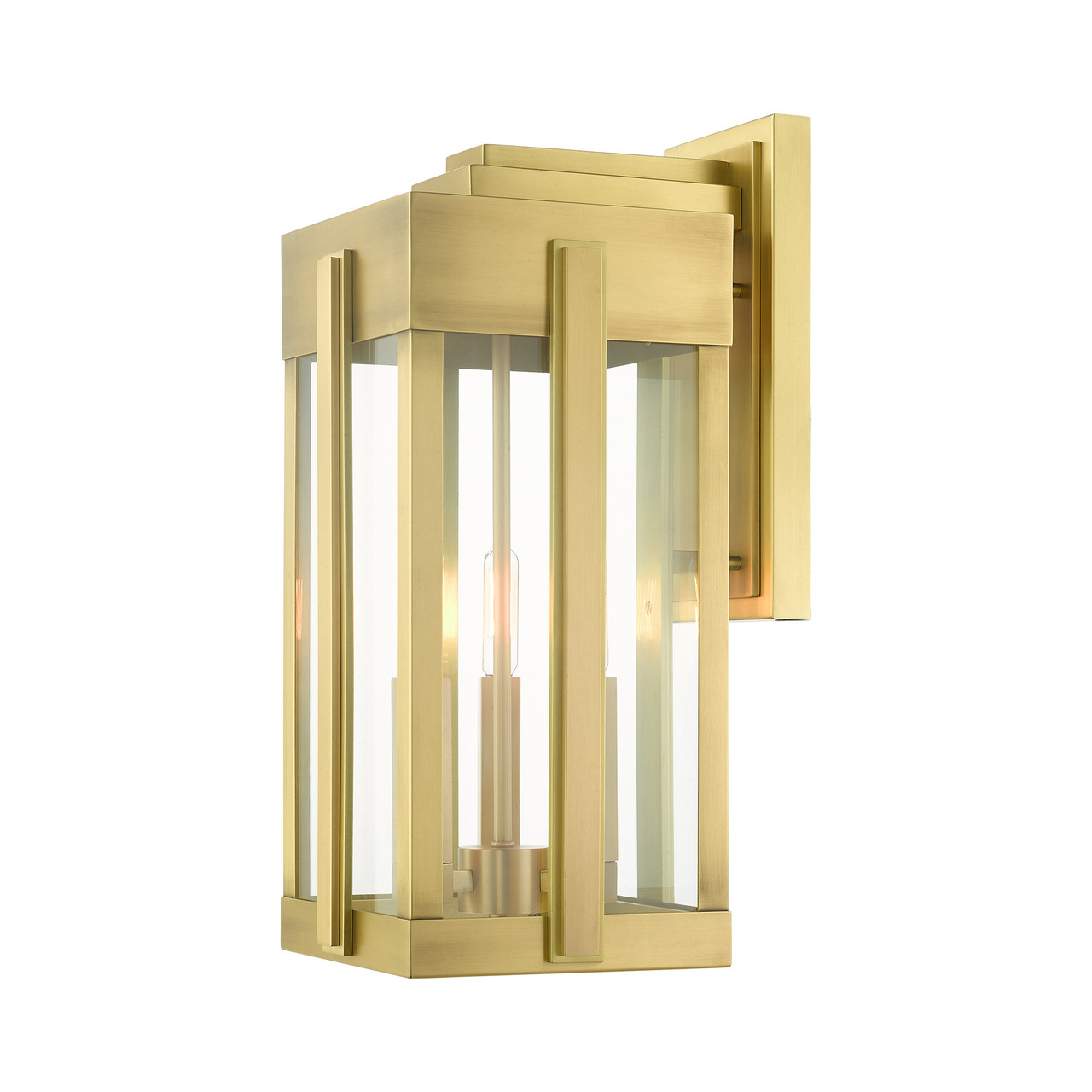 LIVEX LIGHTING 27714-08 Lexington 3 Lt Natural Brass Outdoor Wall Lantern