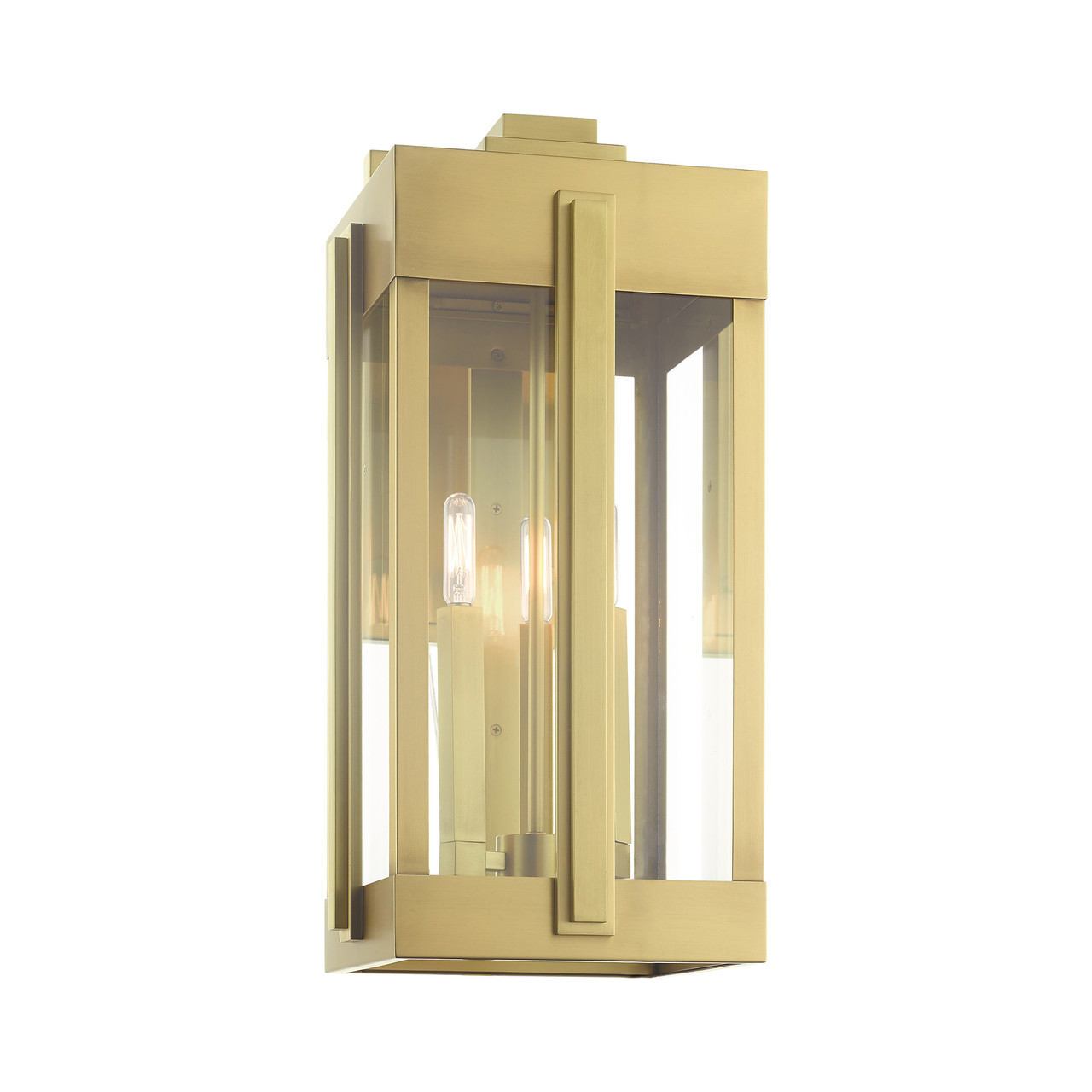 LIVEX LIGHTING 27715-08 Lexington 3 Lt Natural Brass Outdoor Wall Lantern