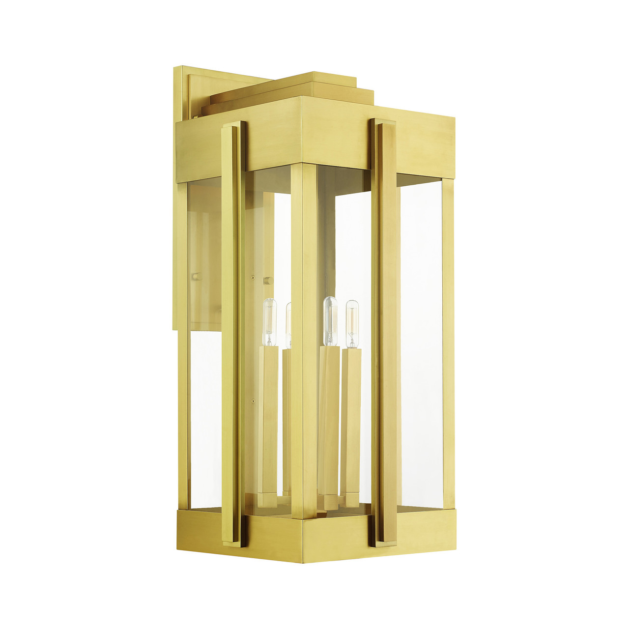 LIVEX LIGHTING 27716-08 Lexington 4 Lt Natural Brass Outdoor Wall Lantern