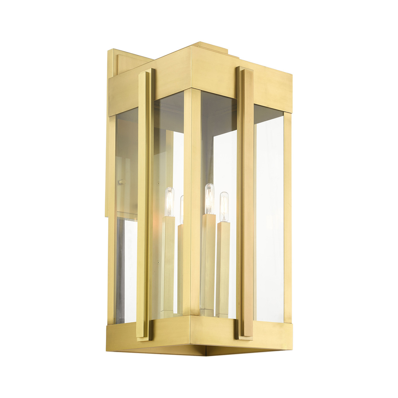 LIVEX LIGHTING 27716-08 Lexington 4 Lt Natural Brass Outdoor Wall Lantern