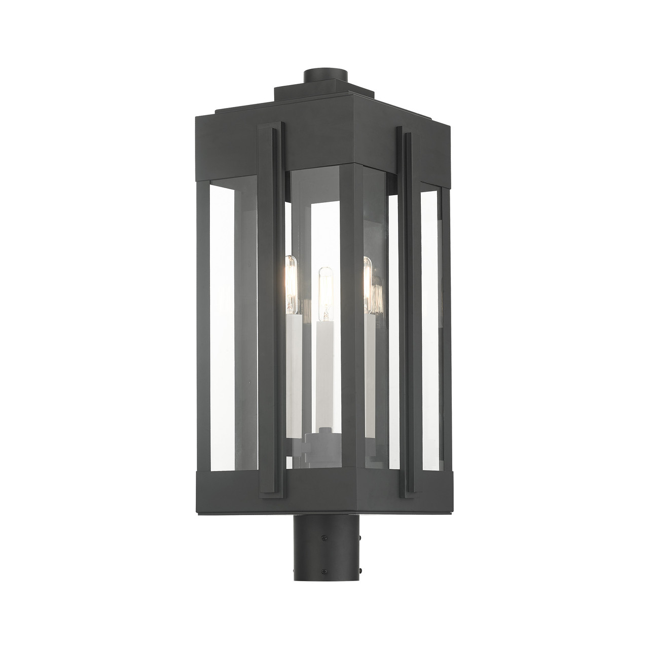 LIVEX LIGHTING 27717-04 3 Light Black Outdoor Post Top Lantern