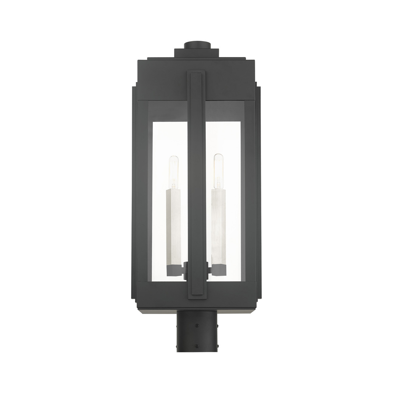 LIVEX LIGHTING 27717-04 3 Light Black Outdoor Post Top Lantern