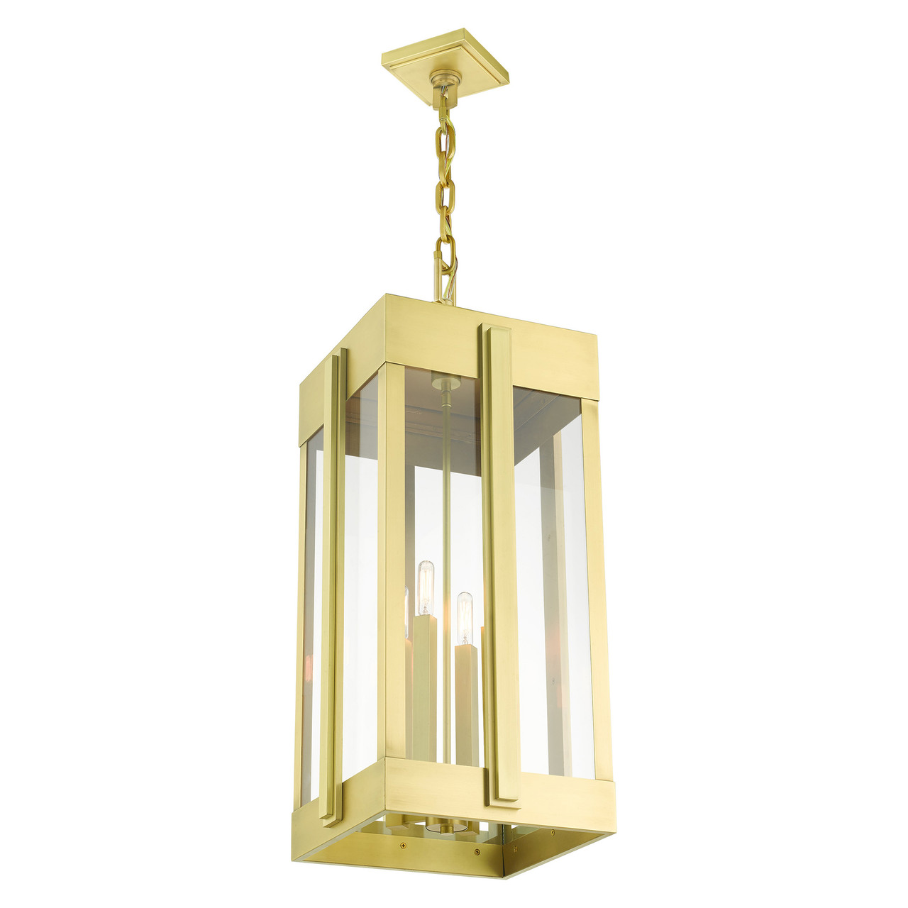 LIVEX LIGHTING 27720-08 4 Light Natural Brass Outdoor Pendant Lantern