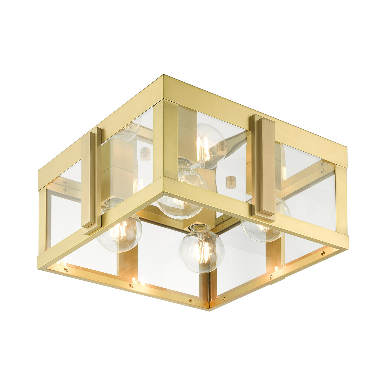 LIVEX LIGHTING 27723-08 4 Light Natural Brass Outdoor Flush Mount