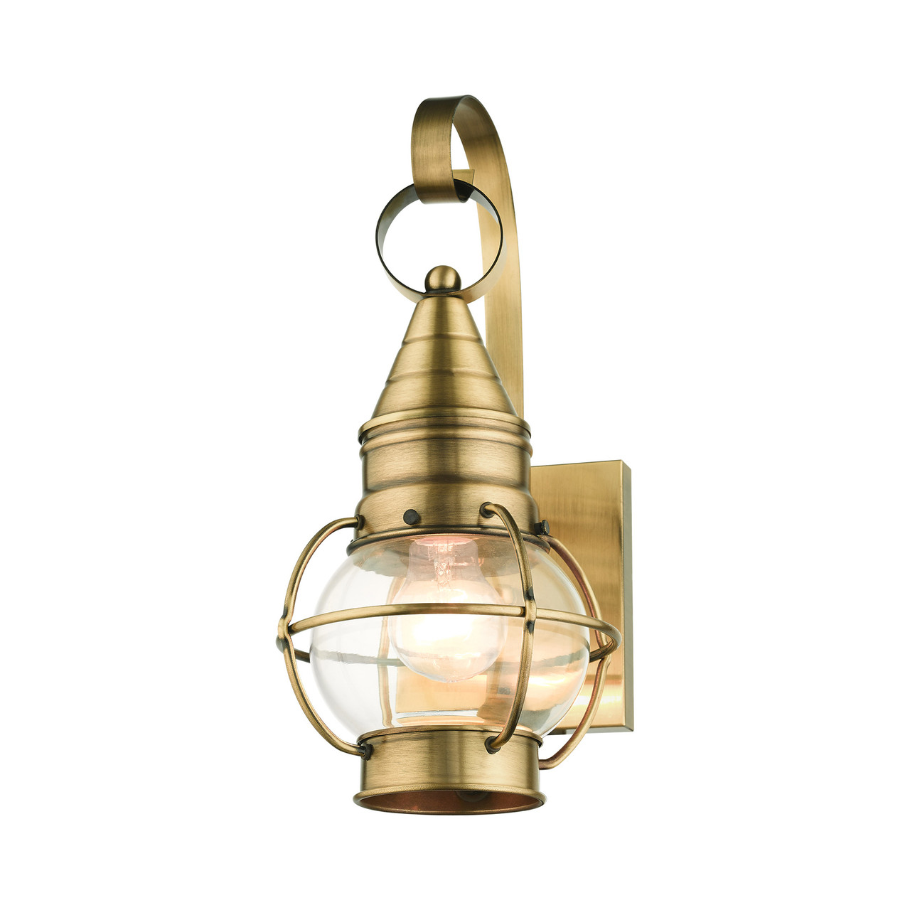 LIVEX LIGHTING 26900-01 Newburyport 1 Lt Antique Brass  Outdoor Wall Lantern