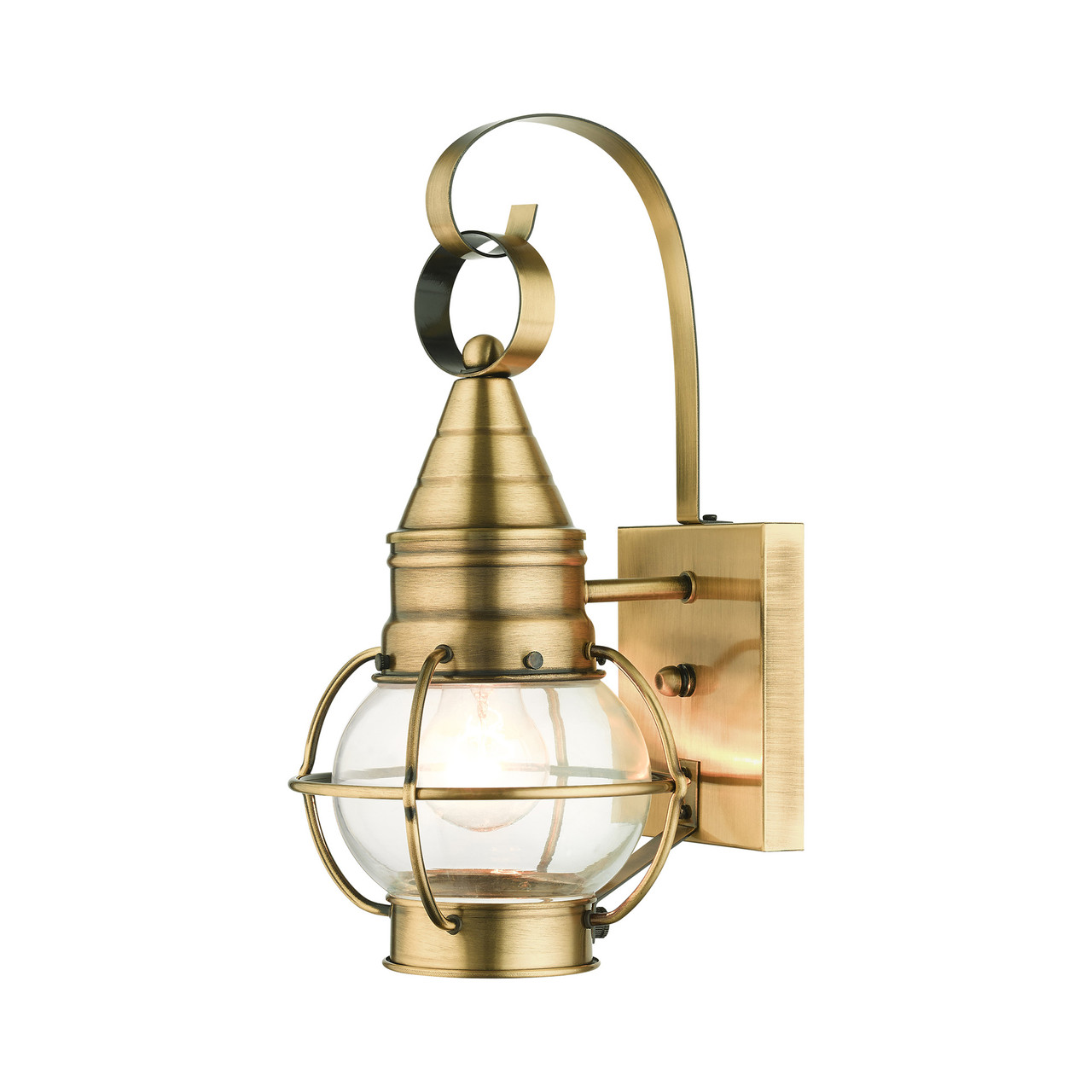 LIVEX LIGHTING 26900-01 Newburyport 1 Lt Antique Brass  Outdoor Wall Lantern