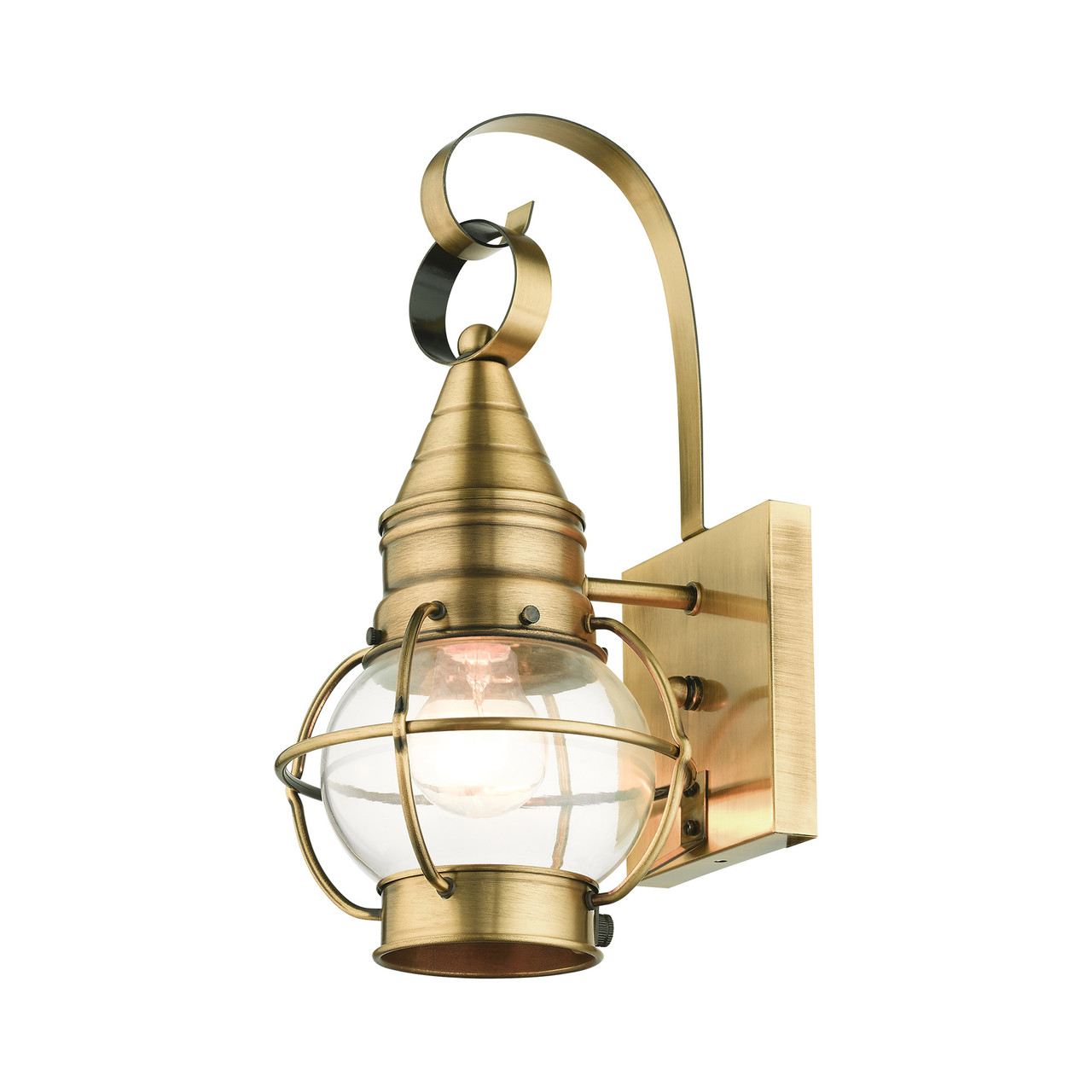 LIVEX LIGHTING 26900-01 Newburyport 1 Lt Antique Brass  Outdoor Wall Lantern